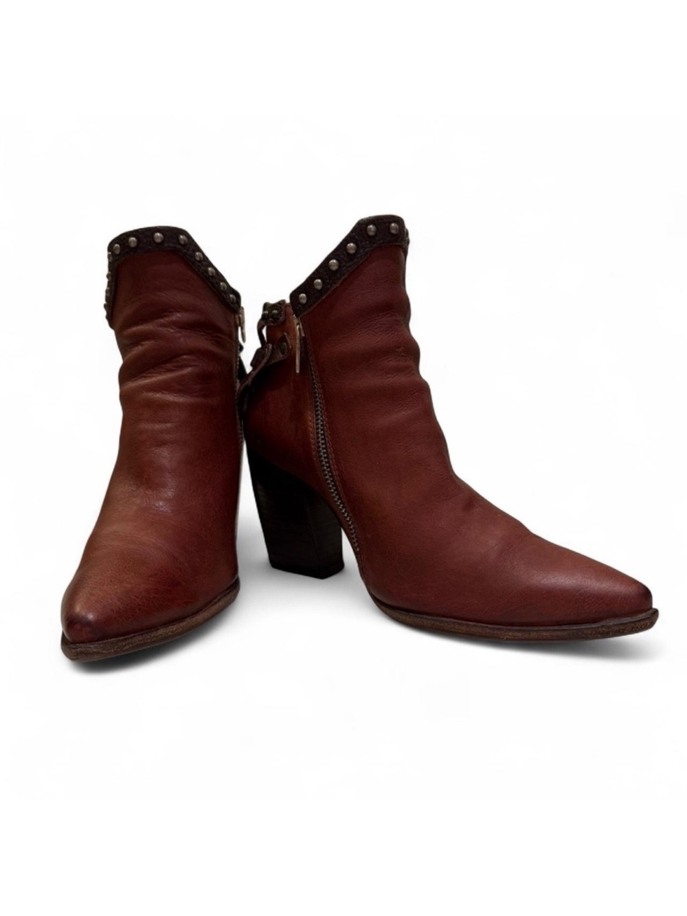A.S.98 Leather Ankle Boots Harness Size 38 Boho Revival Western Cowgirl